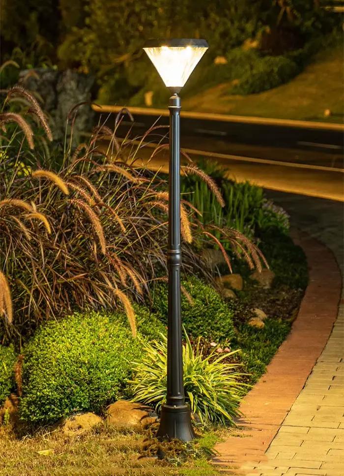 Lampadaire solaire câblage extérieur solaire gratuit étanche en aluminium jardin Villa cour pelouse lampe 128CM, 160CM, 200CM, 3.7V/7500mA