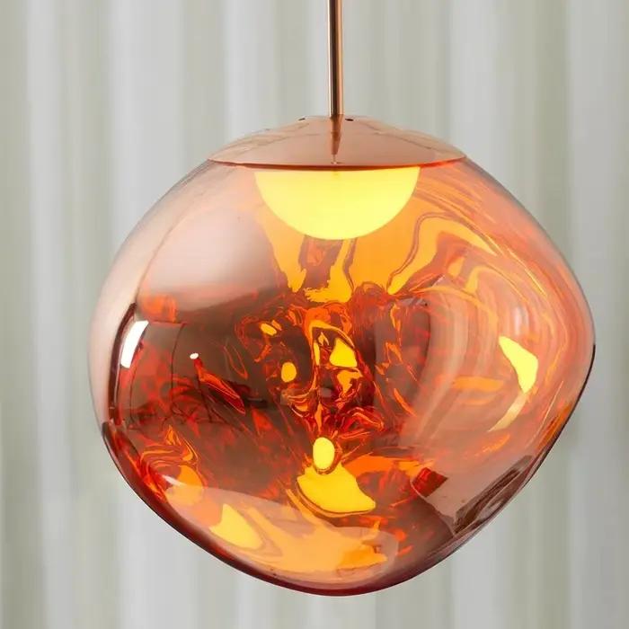 Lampe LED suspendue en forme de roche de lave nordique faite à la main