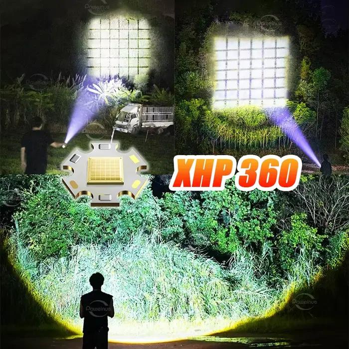 30000000LM lampe de poche Ultra puissante Rechargeable XHP360 lampes de poche LED Super lumineux 2500M torche lumière pêche chasse lanterne