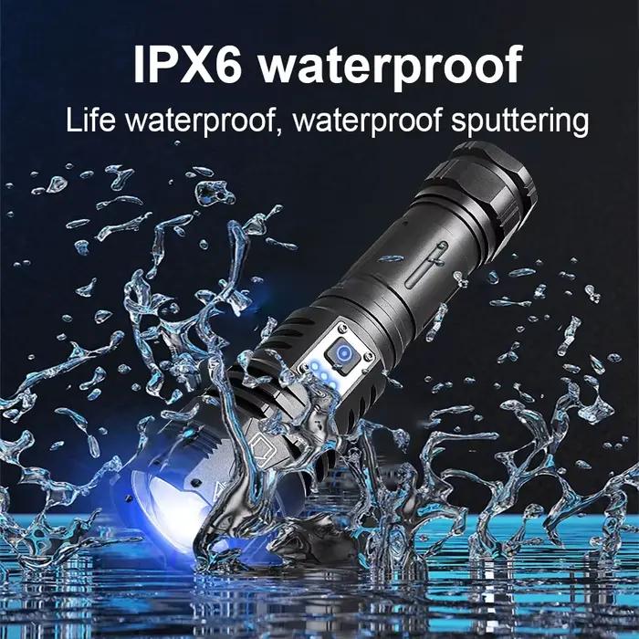 Lampe de poche LED Ultra puissante 600W, torche Super lumineuse, lampe rechargeable, lanterne tactique, longue durée de vie de la batterie, lampe de Camping
