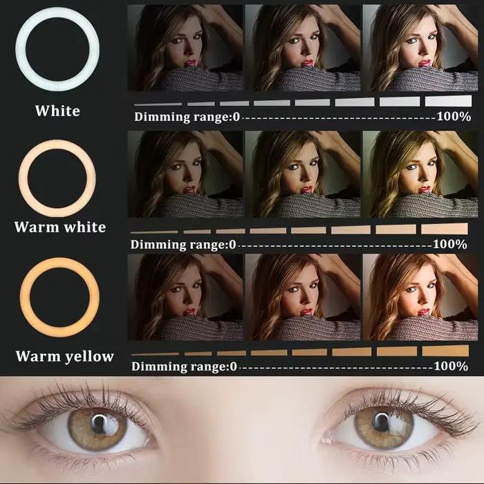 Anneaux lumineux LED 22 pouces, température de couleur 3200-6500K, luminosité 0-100% avec câble d'alimentation de 2M, lampe pour maquillage/prise de vue en Studio Photo