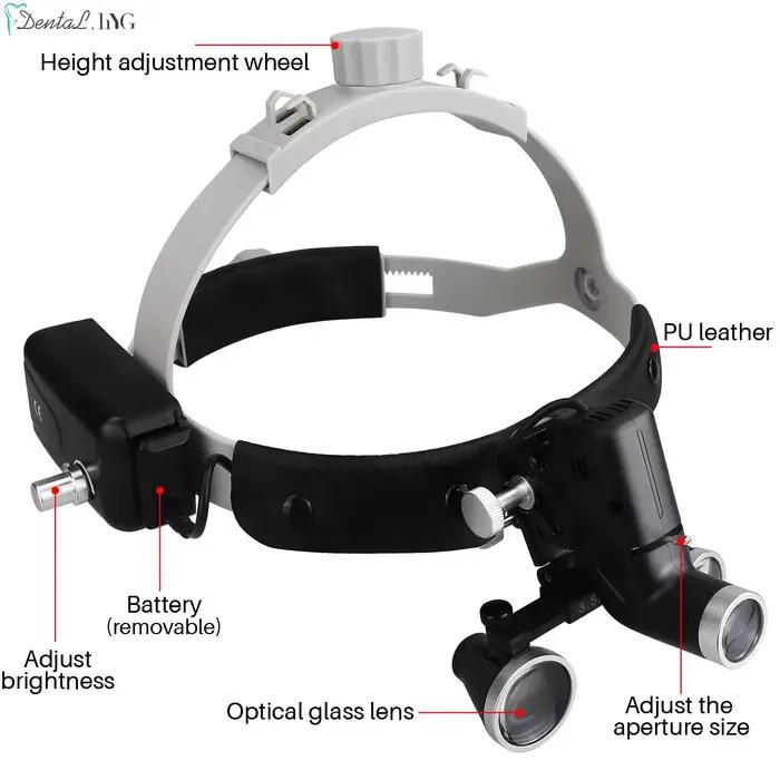 Loupes dentaires 2,5x 3,5x, phare chirurgical 5W, phare ORL sans fil, Loupe dentaire, Loupe de dentisterie, lampe chirurgicale 