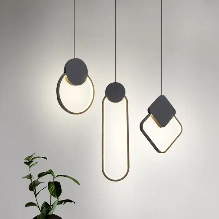 Lampe LED circulaire suspendue au design moderne, disponible en noir et en blanc, luminaire décoratif d'intérieur, idéal pour une chambre à coucher, un salon, une salle à manger ou un bureau