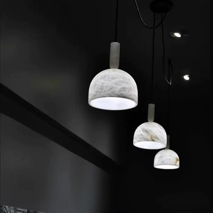 Lustre LED moderne en marbre et acier inoxydable pour salle à manger, salon, escalier et occasions spéciales