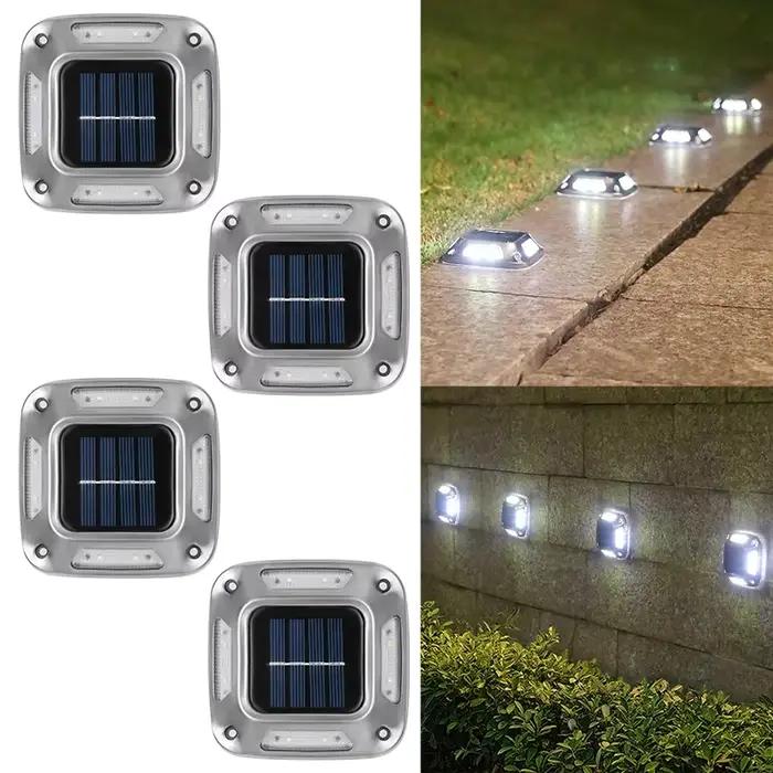 Lampe solaire 8 LED pour allée, éclairage extérieur de jardin, lampes solaires LED étanches pour mur, camping, marches, escaliers, chemins, passerelles, décoration