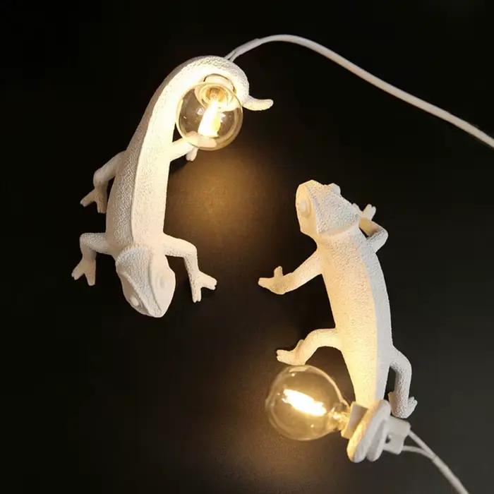 Lampe murale Lézard, style nordique, LED, en résine, animal caméléon, veilleuse, lampe de chevet, décoration de salon, éclairage, luminaire