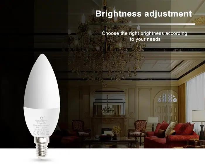 GLEDOPTO-Ampoule à bougie LED, luminosité réglable, ZLL 4W, RGBCCT, CCT, WWCW, lien de lumière Zigequation, distance de commande vocale requise