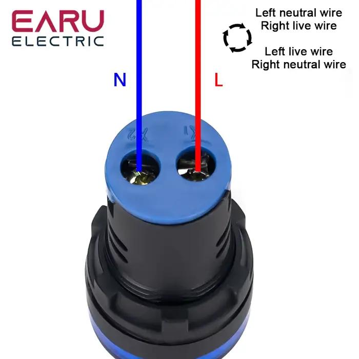 EARU 22MM Panneau LED, voyant électronique, lampe de signalisation, AC DC 12V 24V 110V 220V 380V Rouge Vert Jaune Bleu Blanc