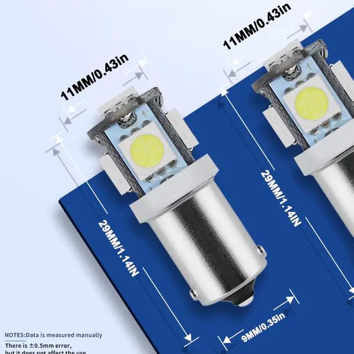 Lampes à LED BA9S T10 T4W pour voiture, éclairage intérieur automatique, lampe de lecture de carte breton, ampoules à coin latéral, 12V, 24V, 5050, 5SMD, 20 pièces