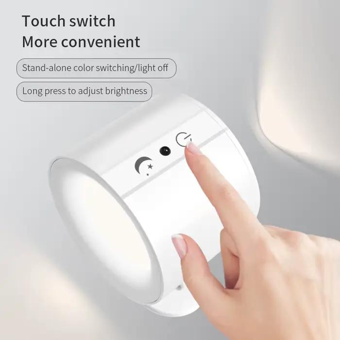 LED appliques murales lumière contrôle tactile Double tête applique 360 rotatif 3 couleurs appliques murales sans fil veilleuses pour chambre