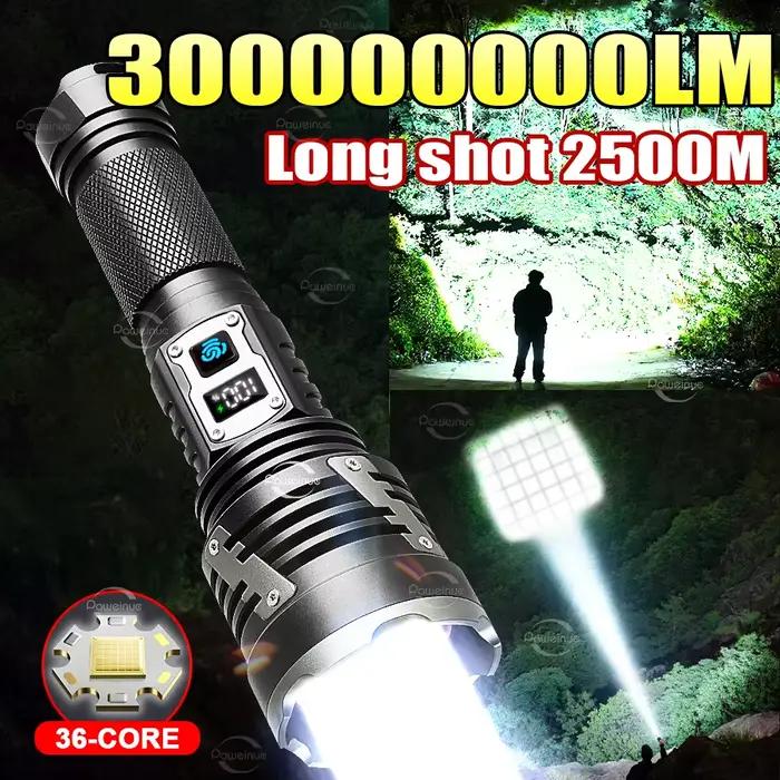 30000000LM lampe de poche Ultra puissante Rechargeable XHP360 lampes de poche LED Super lumineux 2500M torche lumière pêche chasse lanterne