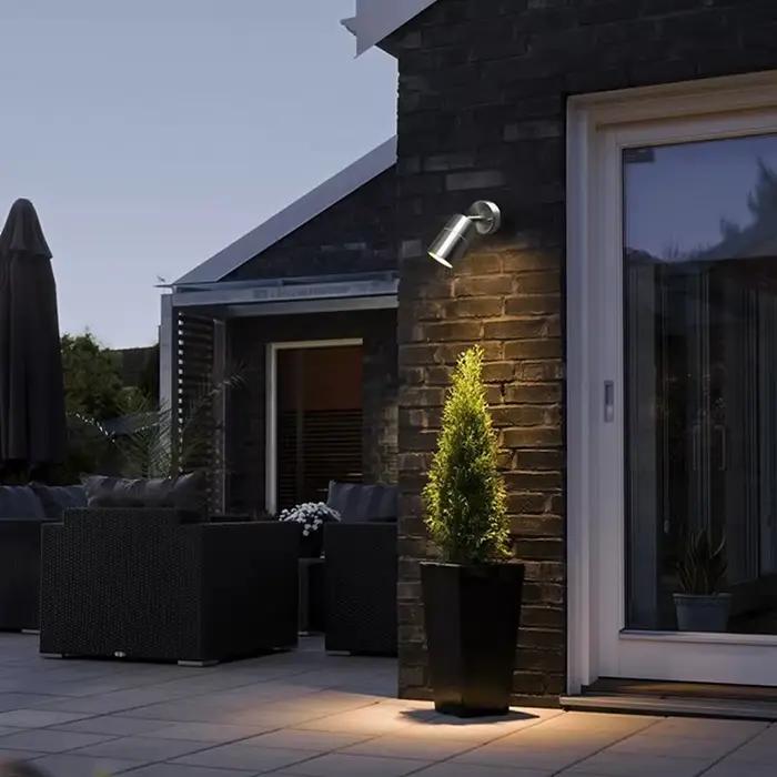 Applique Murale LED à Détecteur de Mouvement en Acier Inoxydable, Luminaire Décoratif d'Extérieur, Idéal pour un Jardin ou une Cour, GU10