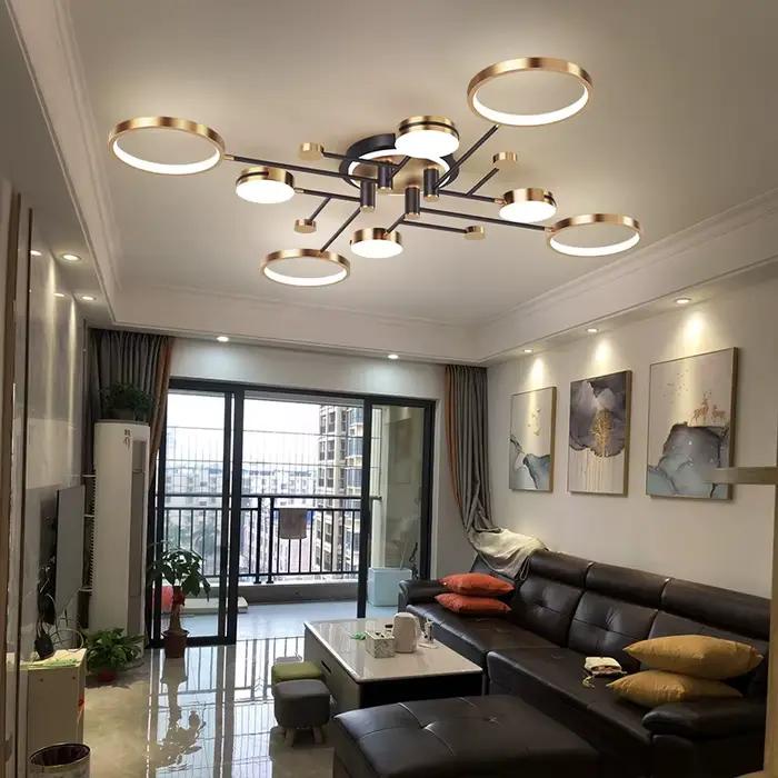 Moderne Led Suspension Éclairage Pour Salon Salle À Manger Chambre Plafond Lustre Or/Noir Décoration Nordique Lampes AC90-260V