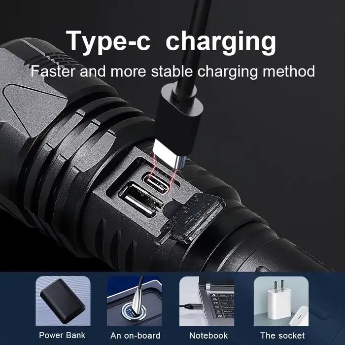 Lampe de poche LED Ultra puissante 600W, torche Super lumineuse, lampe rechargeable, lanterne tactique, longue durée de vie de la batterie, lampe de Camping