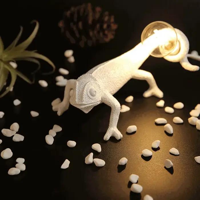 Lampe murale Lézard, style nordique, LED, en résine, animal caméléon, veilleuse, lampe de chevet, décoration de salon, éclairage, luminaire