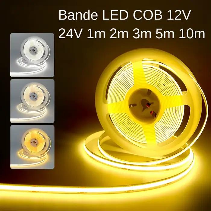 Bande lumineuse LED COB 12V 24V 10M 5M 3M 2M 1M 320LED s/M