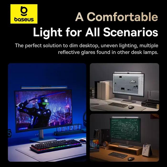 Lampe de bureau Baseus i-wok 3 Series Magnétique pour écran d'ordinateur lumineuse avec contrôle tactile asymétrique pour lecture et travail confortables