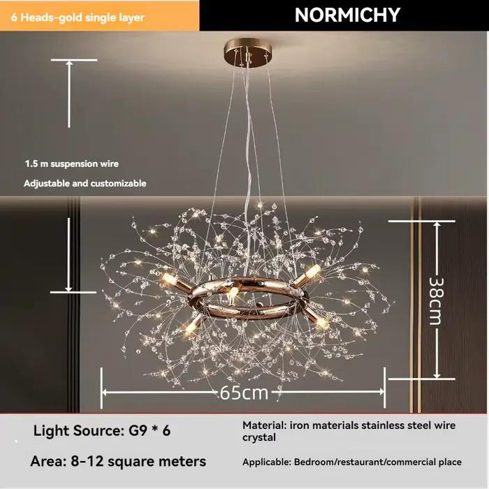 Lustre LED moderne en forme de pissenlit, luminaire décoratif d'intérieur, idéal pour une salle à manger, un salon, un Bar ou une maison, lampes de plafond rondes en cristal