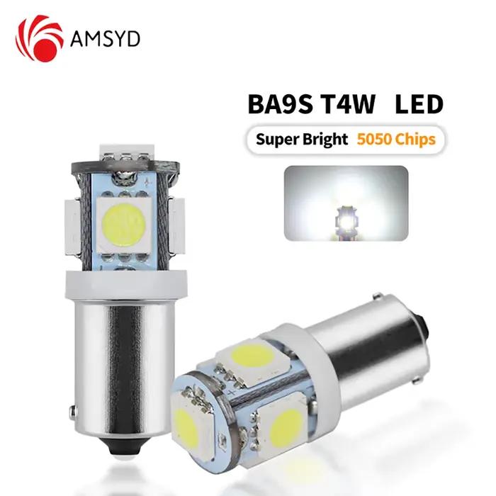Lampes à LED BA9S T10 T4W pour voiture, éclairage intérieur automatique, lampe de lecture de carte breton, ampoules à coin latéral, 12V, 24V, 5050, 5SMD, 20 pièces