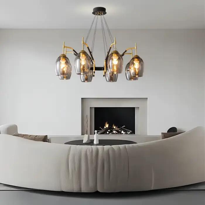 Nouveau LED lustre pour salon cuisine île salle à manger plafonnier rétro nordique noir verre E27 Design Suspension lumières
