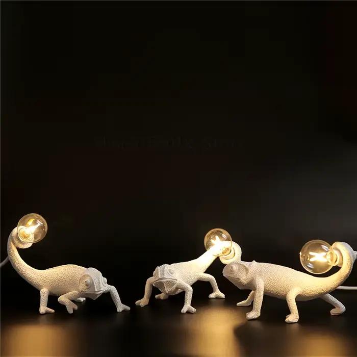 Lampe murale Lézard, style nordique, LED, en résine, animal caméléon, veilleuse, lampe de chevet, décoration de salon, éclairage, luminaire