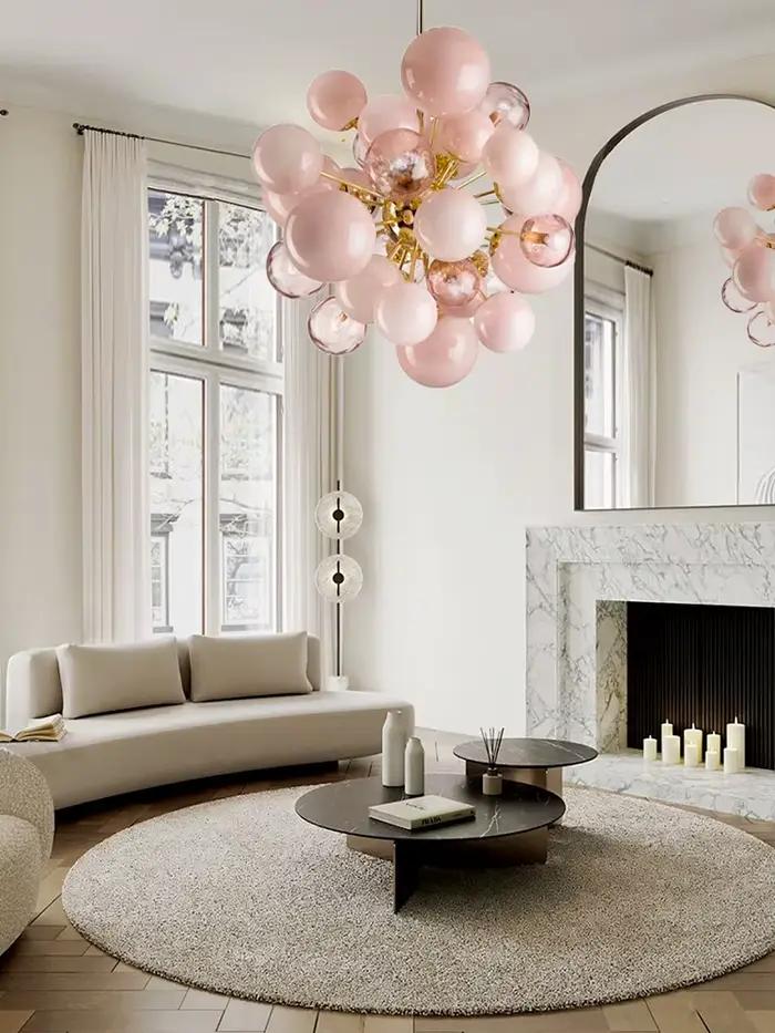 Bolles roses Blast Art lustre en verre Design moderne luminaire LED Design européen Villa Foyer salon plafond déco