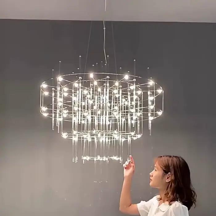 Lustre de luxe en acier inoxydable