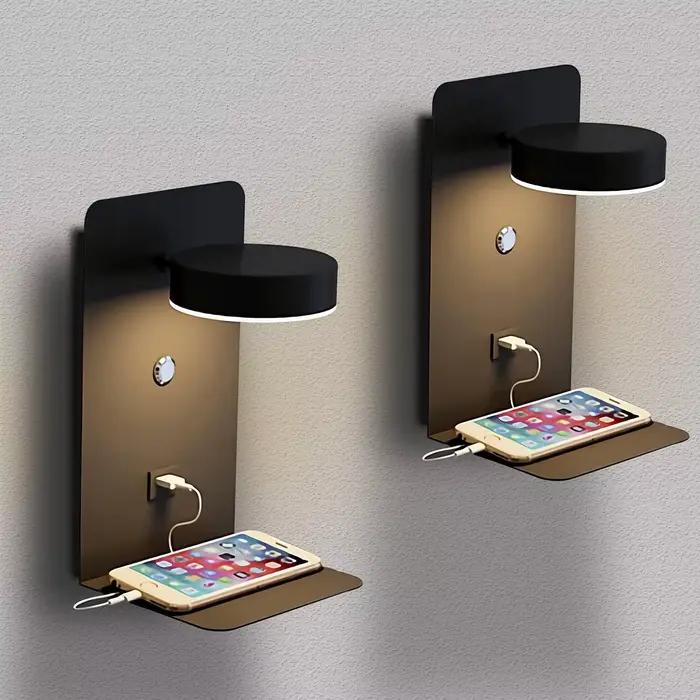 Mur LED lampe avec interrupteur et Port de chargement USB moderne 9W noir blanc allée chambre chevet Art éclairage décoration appliques murales