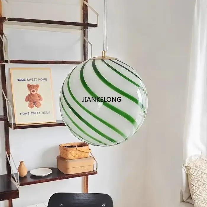 Lustre boule de sucette moderne chambre d'enfants suspension en verre pour chambre salon maison boutique décor Art LED lampe à suspension ronde