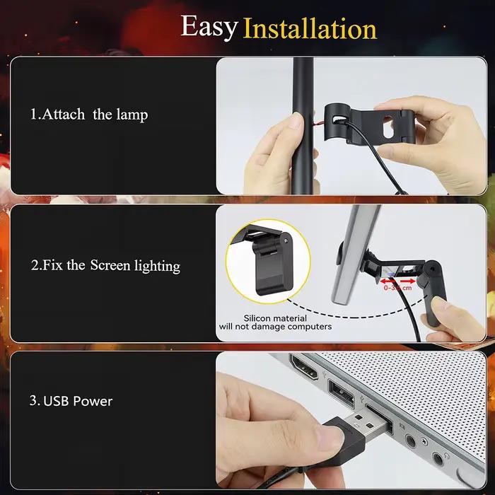Barre lumineuse LED pour écran d'ordinateur, lampe de bureau, barre lumineuse pour écran, protection des yeux, gradation progressive, lampe de table pour le travail et les jeux
