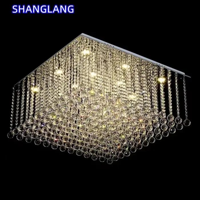 Lustre moderne en cristal carré, lampe de luxe, équipement d'éclairage suspendu pour salon, salle à manger, hall, lustres de plafond