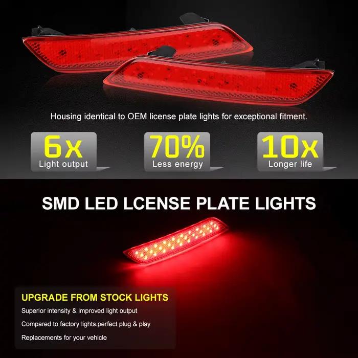 Pour 2013-2015 Honda Civic Sedan OEM: 33505TR0A51 2 pièces feux de réflecteur de pare-chocs LED, fonction comme feux antibrouillard arrière, frein et arrière