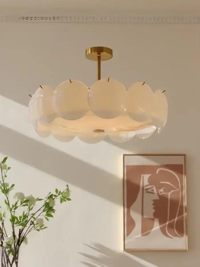 Plafonnier en verre blanc crème plafond moderne lustre minimaliste éclairage pour salon salle à manger chambre à coucher décoration de maison