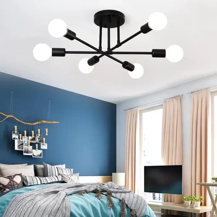 Plafonnier Vintage suspension Multiple E27 Base de lampe 6 têtes noir/blanc/or pour salon moderne simplicité LED plafond