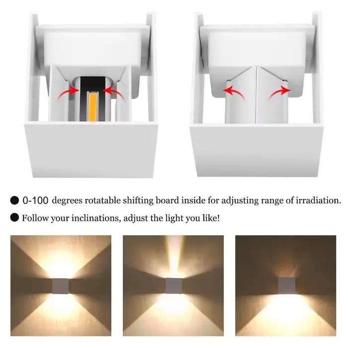 Applique murale LED imperméable IP65 éclairage réglable pour intérieur et extérieur design moderne aluminium noir pour chambre à coucher entrée étude occasions spéciales