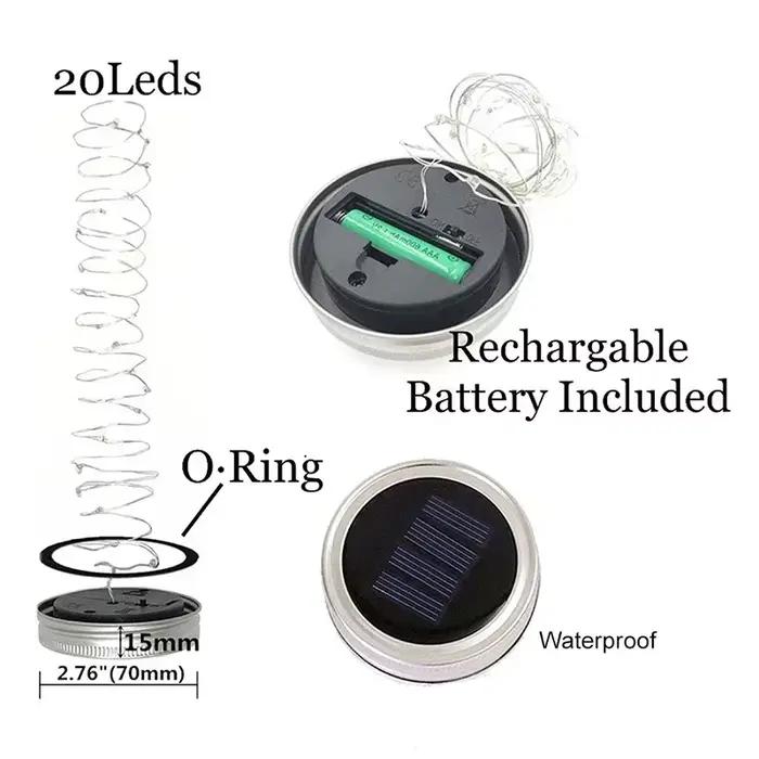Lumière féerique décorative solaire, contrôle de la lumière étanche pour l'extérieur, verre à énergie solaire, couvercle de lumière décorative, accessoires, perle de lampe solaire