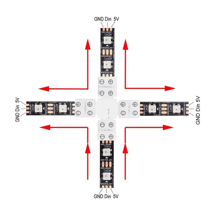 Connecteur Led à souder sans bande LED, 2 broches, 3 broches, 4 broches, 5 broches, connecteur d'angle en forme de L/T/X pour bande lumineuse Led RGBW RGBWW de 10mm