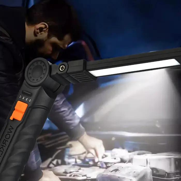 Lampe de travail LED magnétique, lampe COB rotative à 360 degrés, appareil portable rechargeable et lumineux pour l'entretien automobile en extérieur