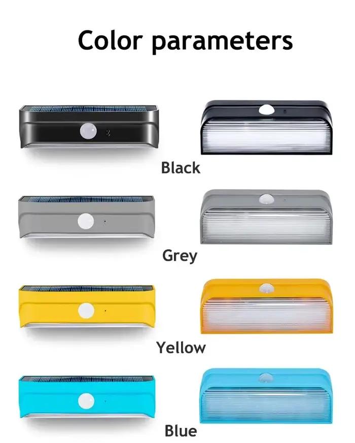 Lampe solaire LED avec détecteur de mouvement, étanche, 62 appliques, extérieur, jardin, escalier, clôture, porche, quatre couleurs