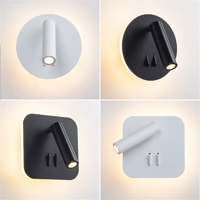 Applique murale à LED avec interrupteur, Angle d'éclairage réglable, en fer, aluminium et acrylique, idéal pour une chambre à coucher ou une lecture, AC90-260V