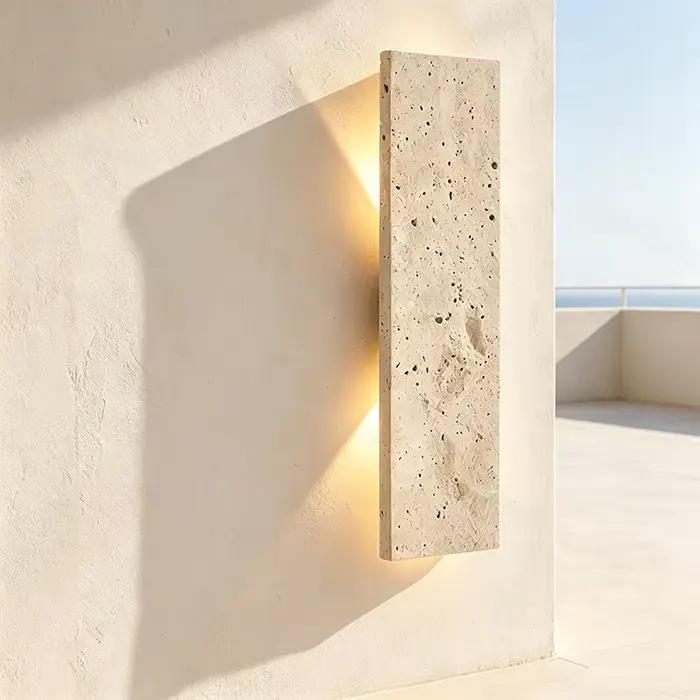 Lampe murale LED étanche IP65 Wabi-sabi pour extérieur, lumière de jardin, applique murale rétro en pierre, luminaire de chevet, décoration intérieure