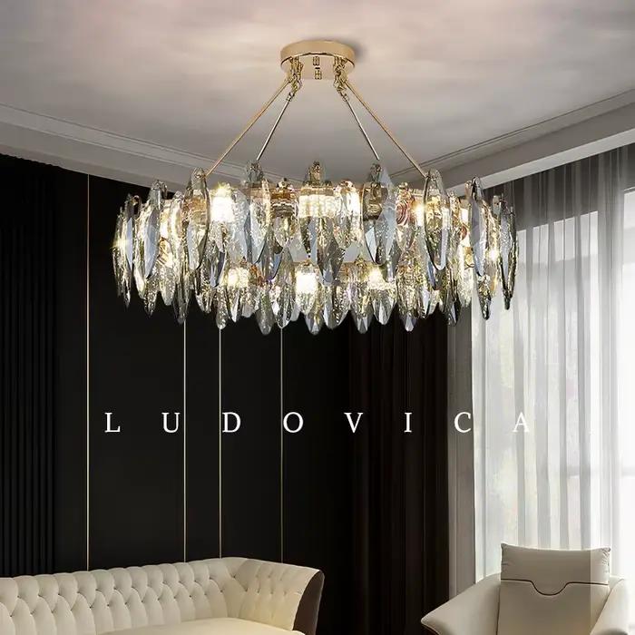 Lustre en cristal de luxe salon plafond haut suspension salle à manger luminaires suspendus Lustre