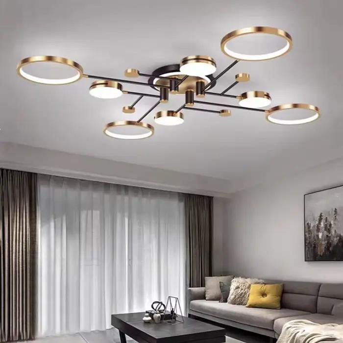 Moderne Led Suspension Éclairage Pour Salon Salle À Manger Chambre Plafond Lustre Or/Noir Décoration Nordique Lampes AC90-260V