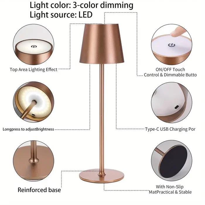 Lampe de table sans fil très vendue, lampe de bureau pratique, lampe de table LED créative portable, batterie rechargeable 1200 mAh, veilleuse tactile rechargeable, design pratique, compagnon de lectu