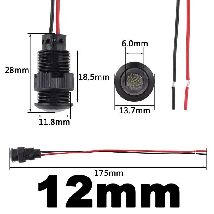 1/5 pièces 6/8/10/12mm indicateur LED en plastique noir Signal point lampe rouge jaune ambre bleu vert blanc 3V5V6V12V24V110V220V