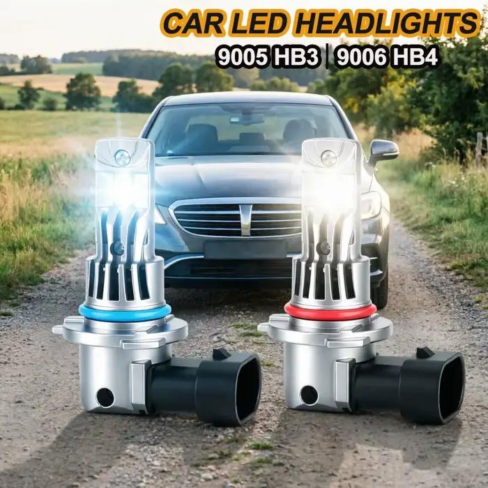Kit de phares LED 9006 9005, ampoules combinées 6000K, faisceau haut et bas, blanc super lumineux, 4 pièces