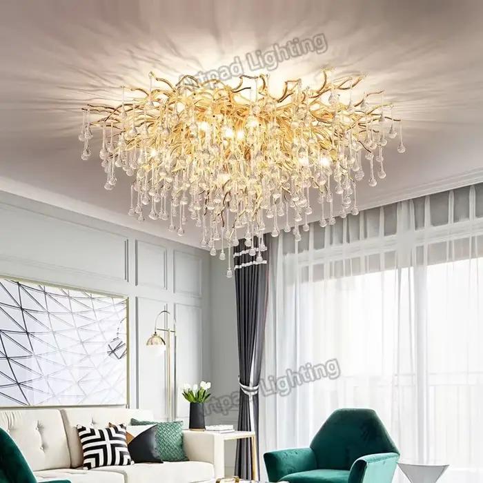 Branche moderne lustres en cristal or luxe éclairage lustre pour chambre salle à manger salon cuisine lumière