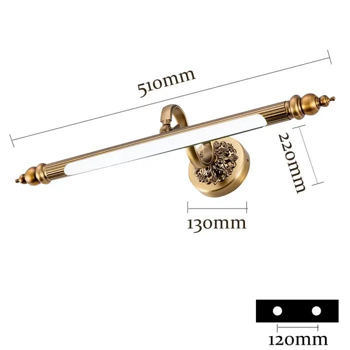 Lampe miroir Led en Bronze marron, 8W, 51cm, Antique, dorée, Europe, chambre à coucher, salle de bains, applique murale, armoire cosmétique, éclairage de peinture