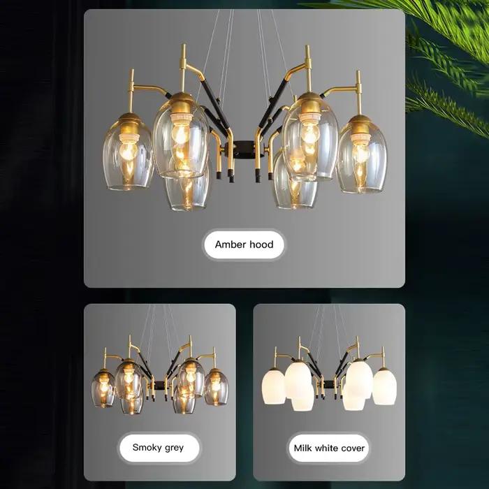 Nouveau LED lustre pour salon cuisine île salle à manger plafonnier rétro nordique noir verre E27 Design Suspension lumières