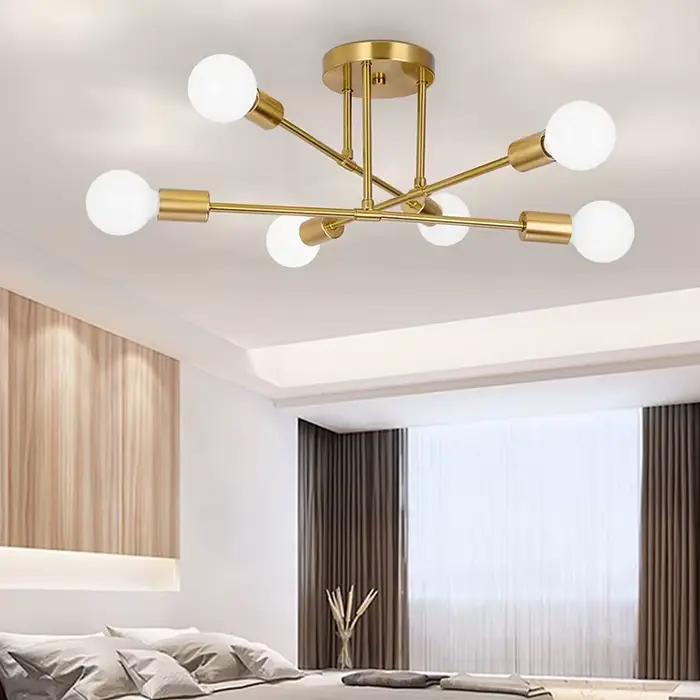 Plafonnier Vintage suspension Multiple E27 Base de lampe 6 têtes noir/blanc/or pour salon moderne simplicité LED plafond